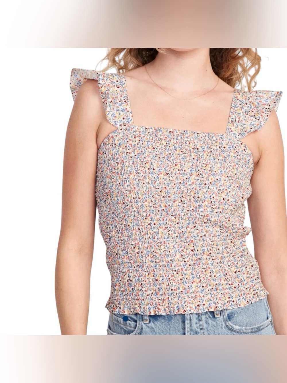 Old Navy Floral Smocked Ruffle-Trim Tank Top – Size Large